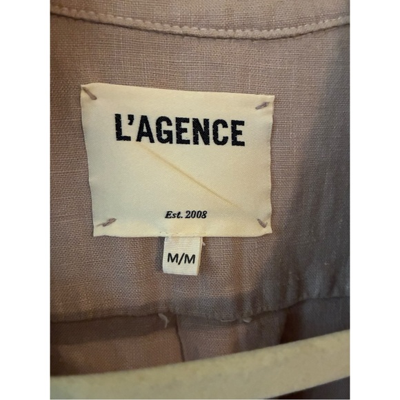 L'agence Cameron Dune Belted Linen Long Shirt Dress Medium - Picture 5 of 6